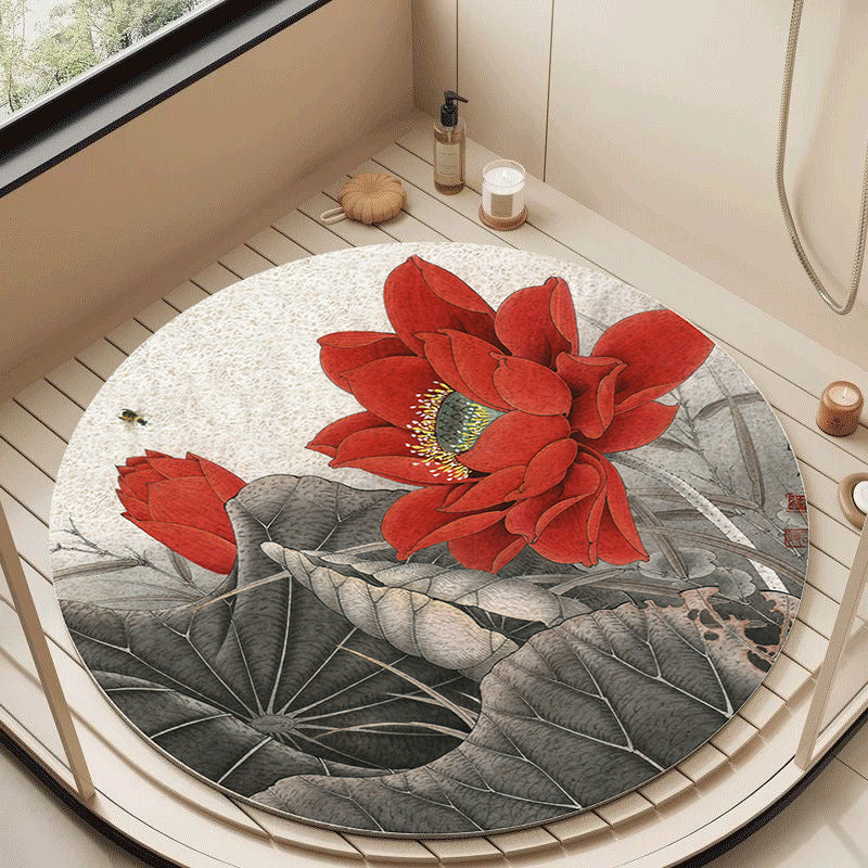 Florales Design Zirkuläre Badematte Brehn