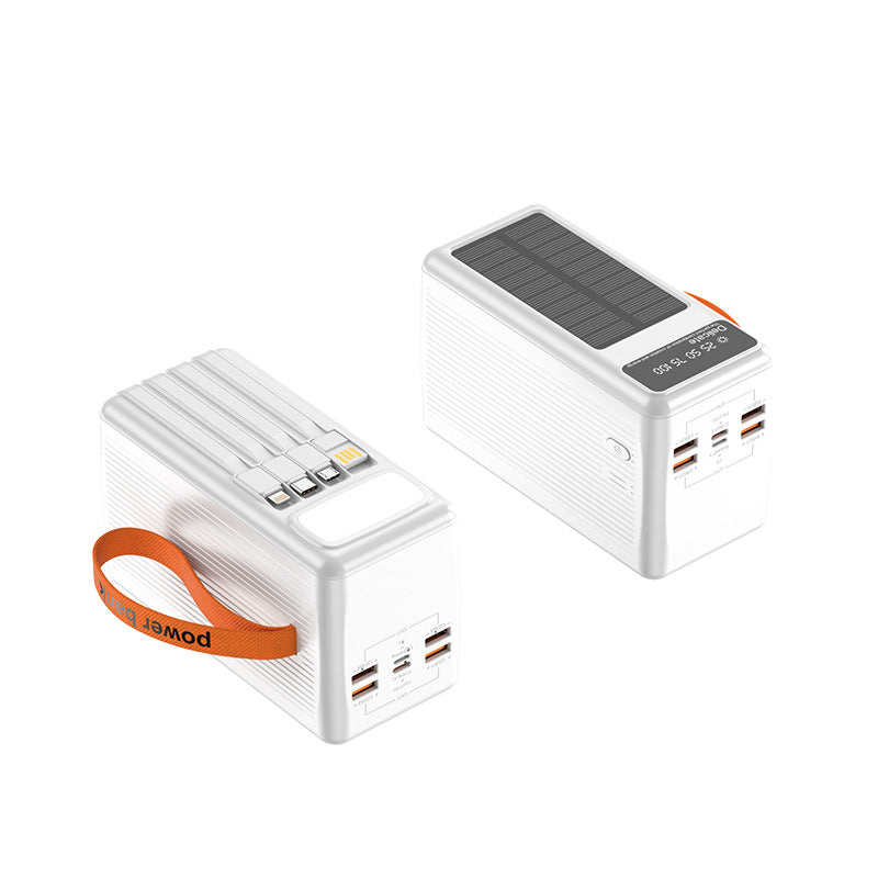 Solar Powerbank mit Integrierten Ladekabeln und Digitaler Anzeige Brehn