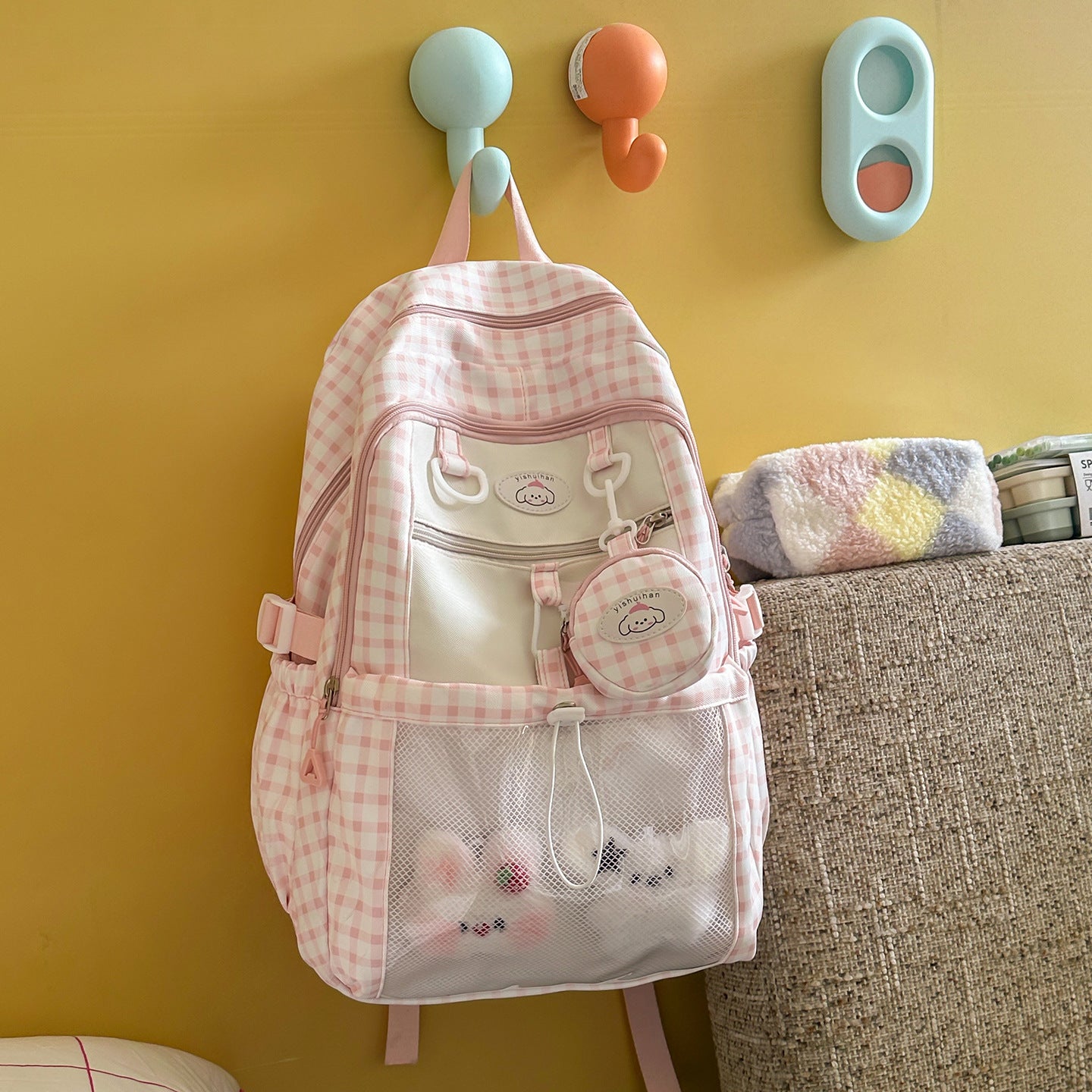 Kinder spielerischer karierten Muster Schulrucksack