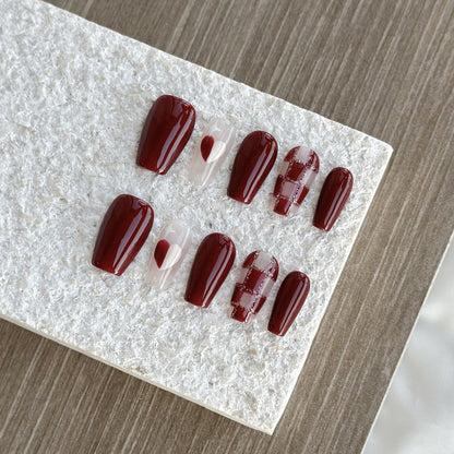 Dekoratives Herz-Applikation Press-On Nagelset
