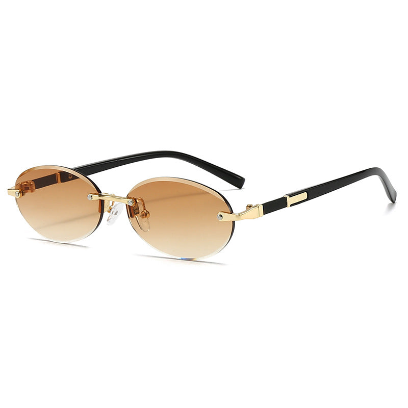 Damen modische ovale Sonnenbrille mit trendigem Metallrahmen Brehn