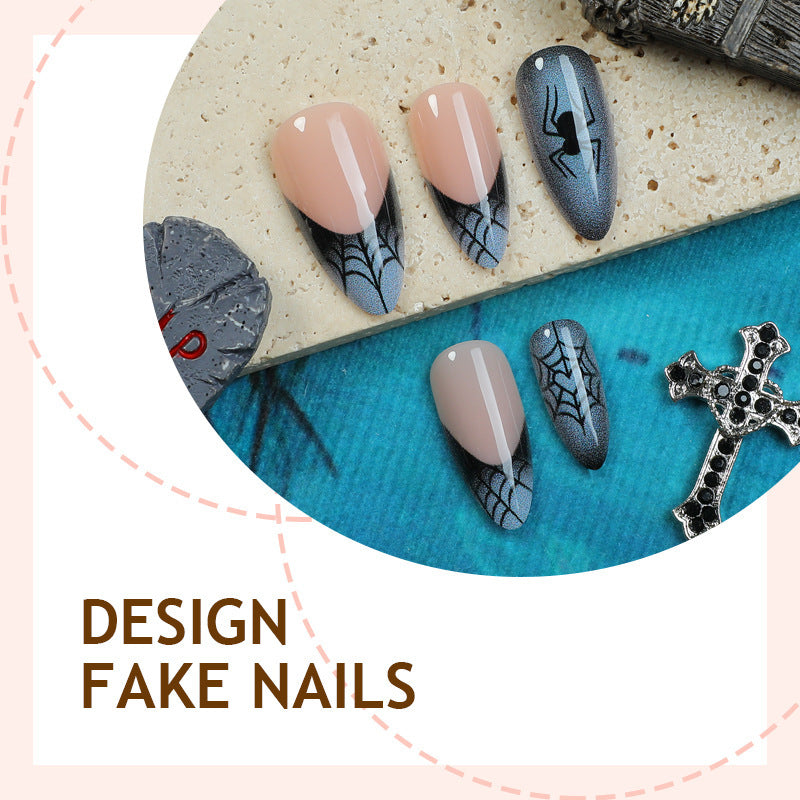 Kunstnagelset mit stilvollem Spinnenmotiv Brehn