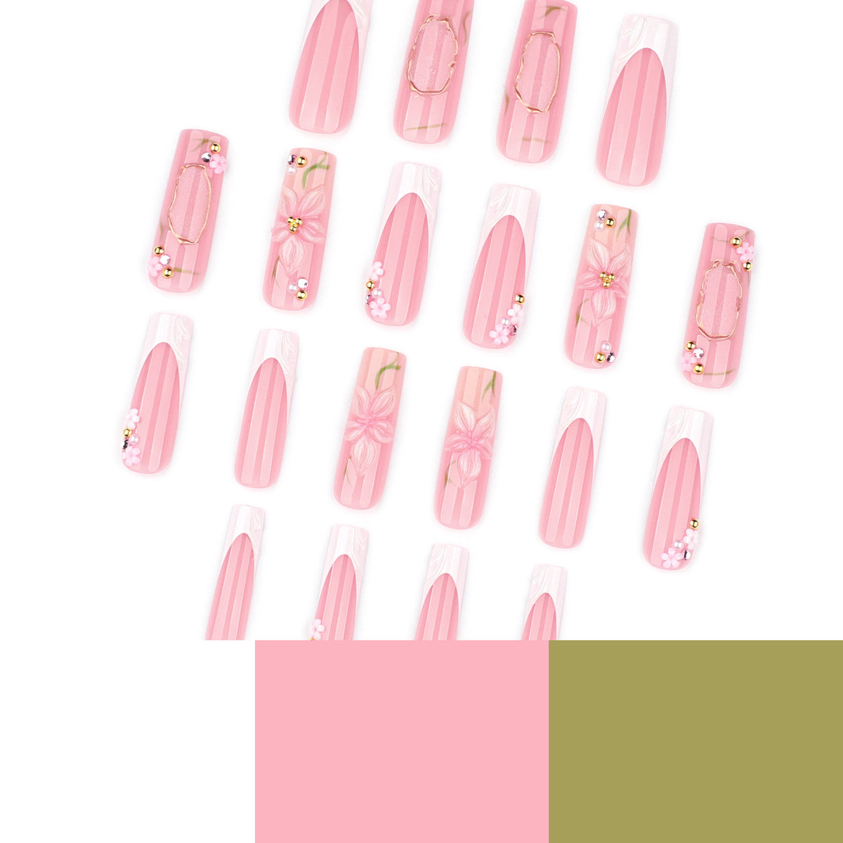 Kunstvolle Nagelverlängerungen mit floralen Verzierungen Brehn