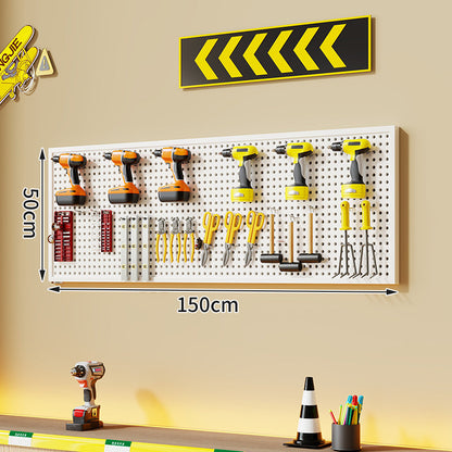 Wandmontierter perforierter Metallwerkzeug-Pegboard-Organizer mit Magnetstreifen und Mehrfachhaken