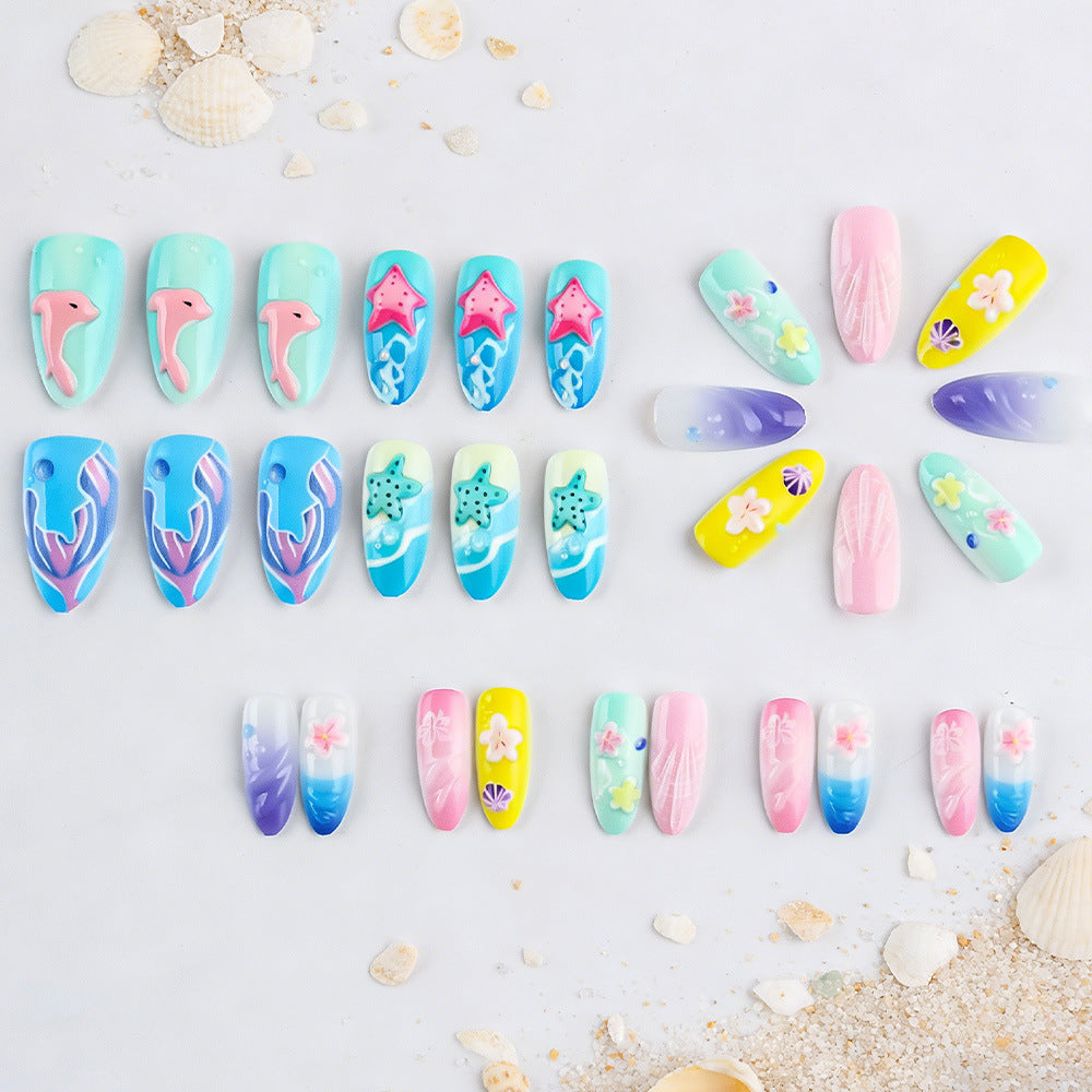 3D Strandthemen Press-On Nagelkunst Brehn