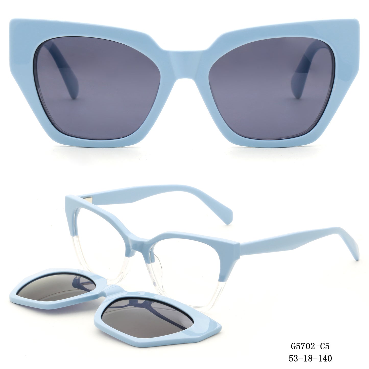 Damen auffällige Oversized-Sonnenbrille mit abnehmbaren Gläsern Brehn