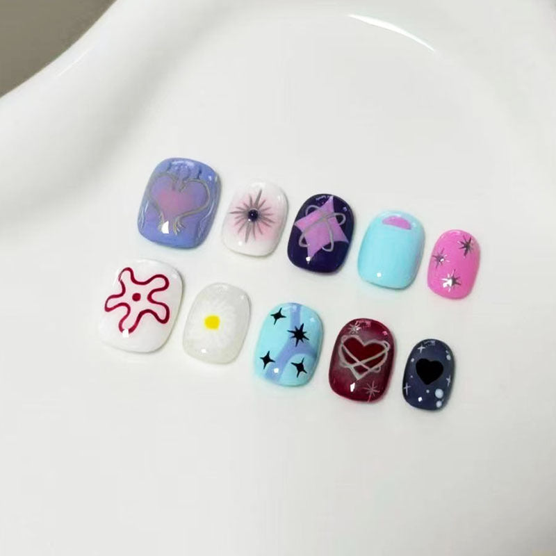 Künstlerisches katzenmotiviertes Press-On-Nagelkunstset Brehn