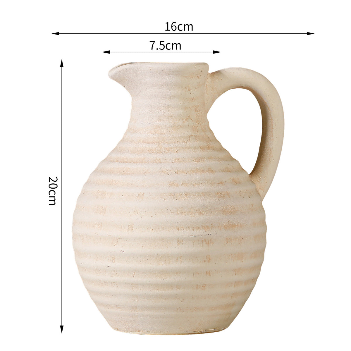 Handgefertigte Keramikvase mit Rippenstruktur Brehn