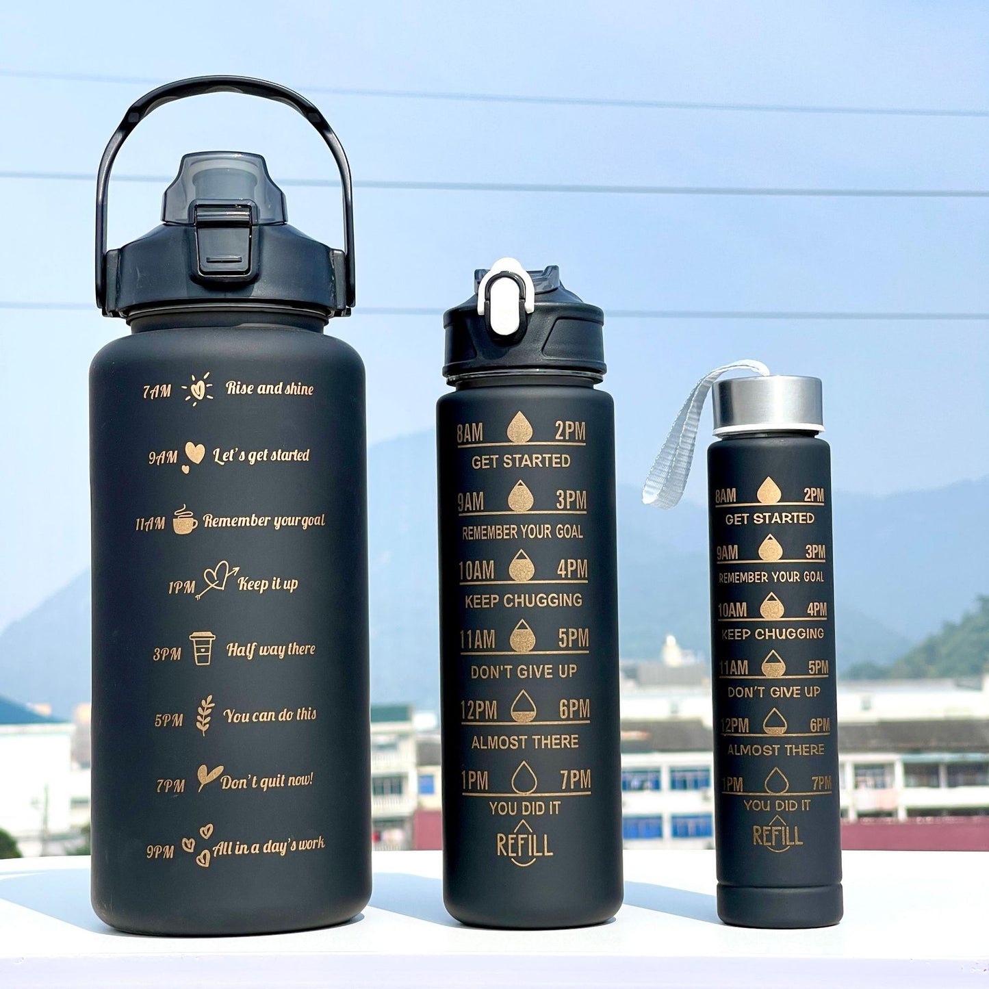 Unisex Motivierende Wasserflasche mit Zeiteinteilung Brehn