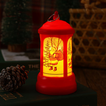 Nostalgische Weihnachtslaterne mit leuchtendem Weihnachtsmann-Motiv Brehn