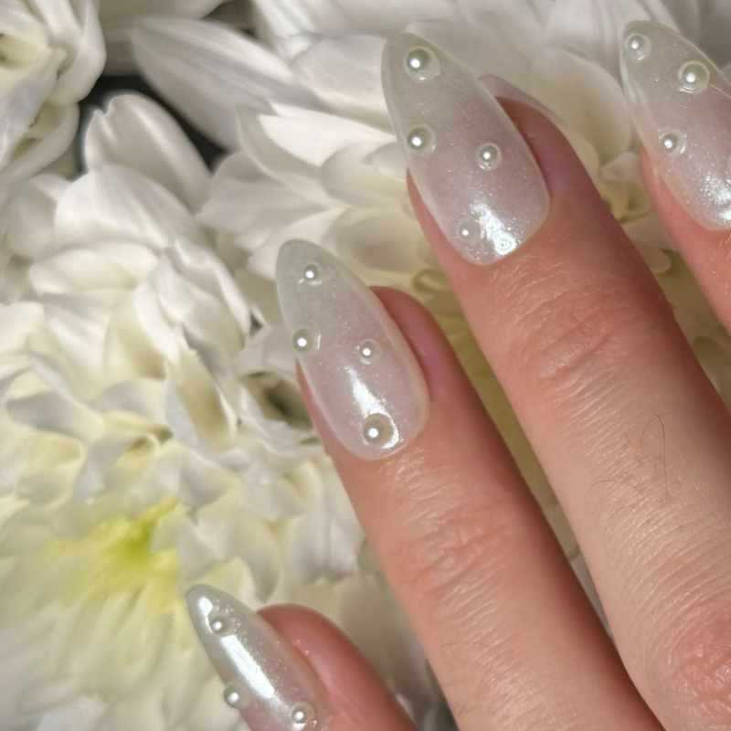 Premium Perlenverzierte Stiletto Press-On Nägel Brehn