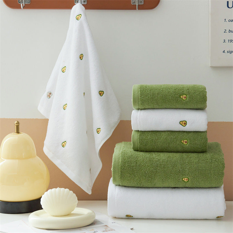 Hochsaugfähiges Hand- und Duschtuch-Set mit Avocado-Stickerei