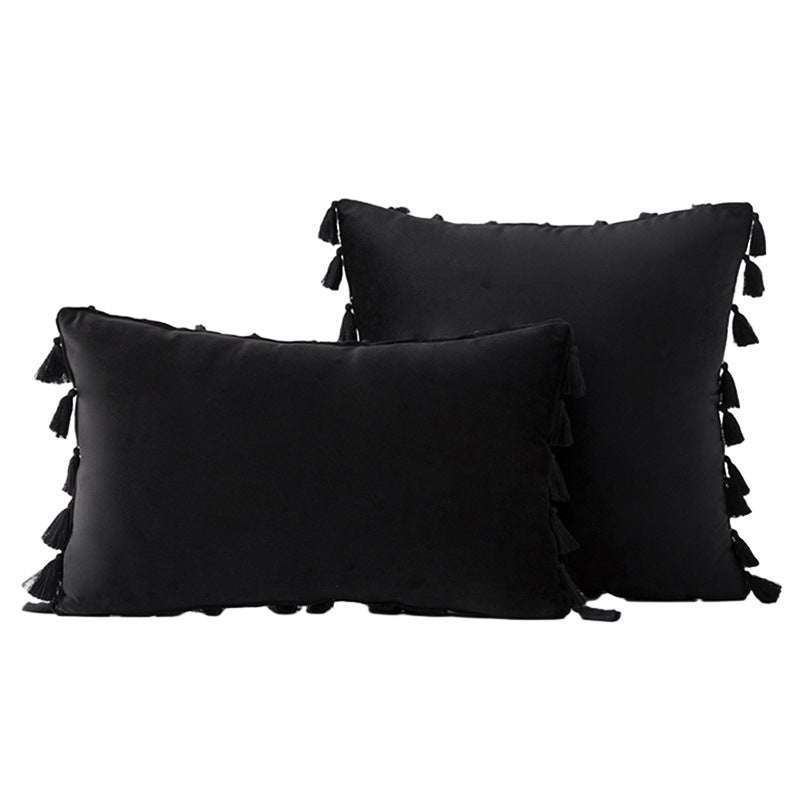 Velvet Quaste-Trim Quadrat und Lenden Dekokissen Set