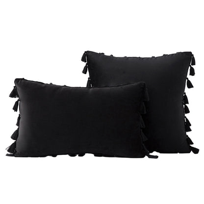 Velvet Quaste-Trim Quadrat und Lenden Dekokissen Set
