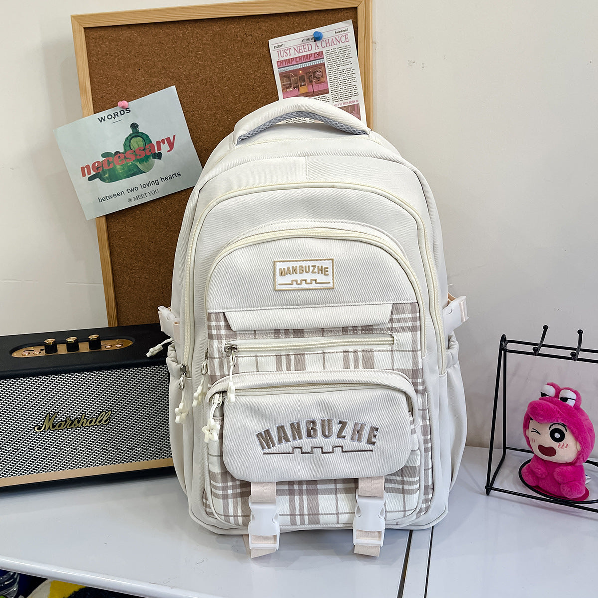 Lässiger kariert Muster Schulrucksack