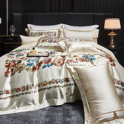 Luxuriöses florales Satin-Jacquard Bettbezug-Set
