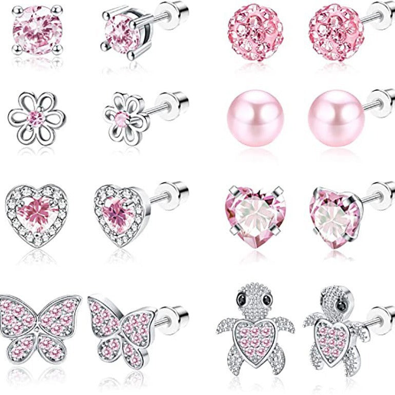 Funkelnde Edelstein-Stud-Ohrringe-Set Brehn