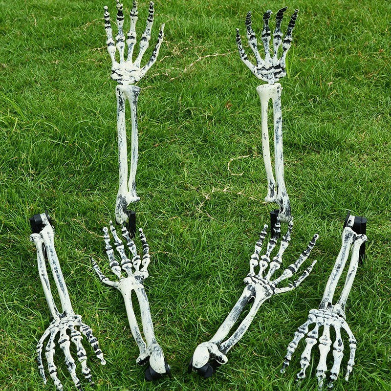Bewegliche Skelett-Hand Erdspieße für Halloween-Gartendekoration aus wetterfestem Kunststoff