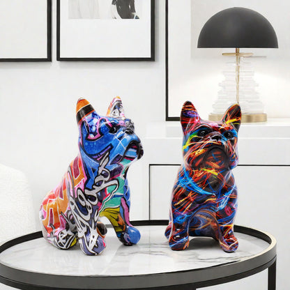 Kreative Bulldoggenfigur aus handbemaltem Kunstharz Brehn