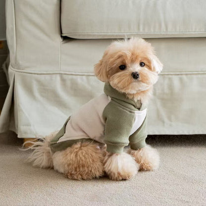 Klein Hund Fleece Hoodie mit Rippbündchen und Kapuze