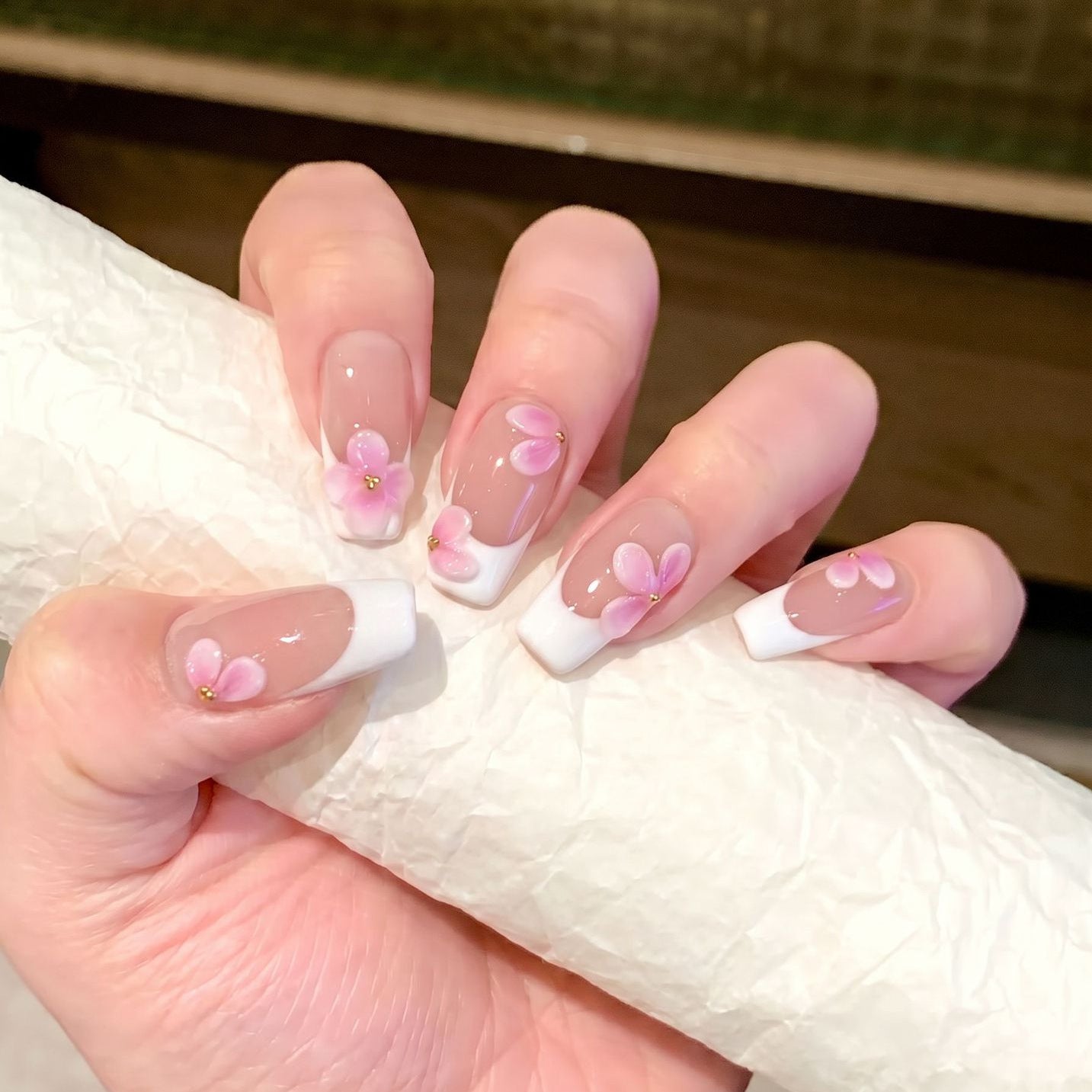 Florale verzierten Press-On Nagel-Set Brehn