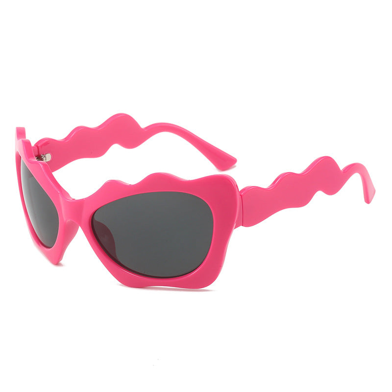 Damen extravagante Sonnenbrille mit wellenförmigem Rahmendesign Brehn