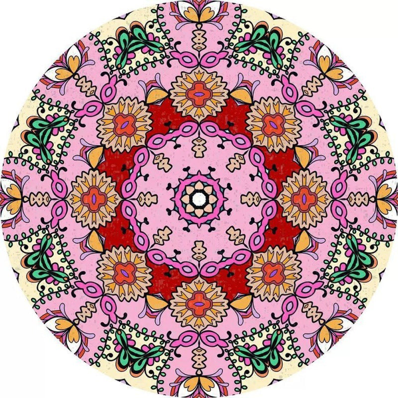 Kreisförmiger Vintage Blumenbereichsteppich Brehn