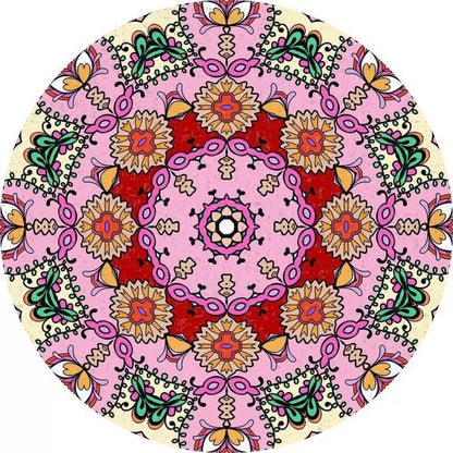 Kreisförmiger Vintage Blumenbereichsteppich Brehn