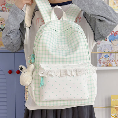 Stylische Gingham-Print Freizeit Rucksack Brehn