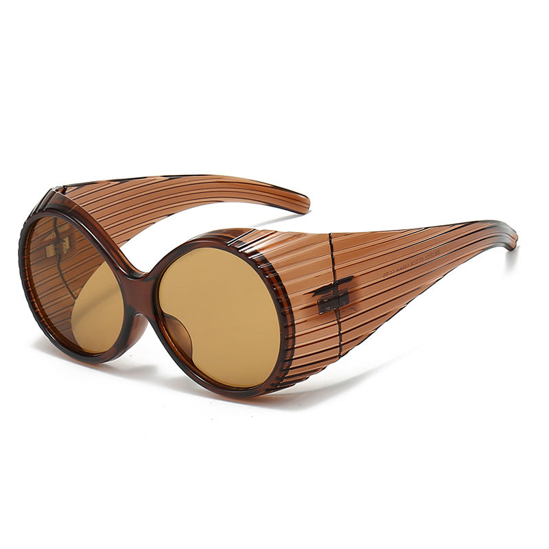 Damen Oversized Cat-Eye Sonnenbrille mit stilvollem, strukturiertem Rahmen Brehn