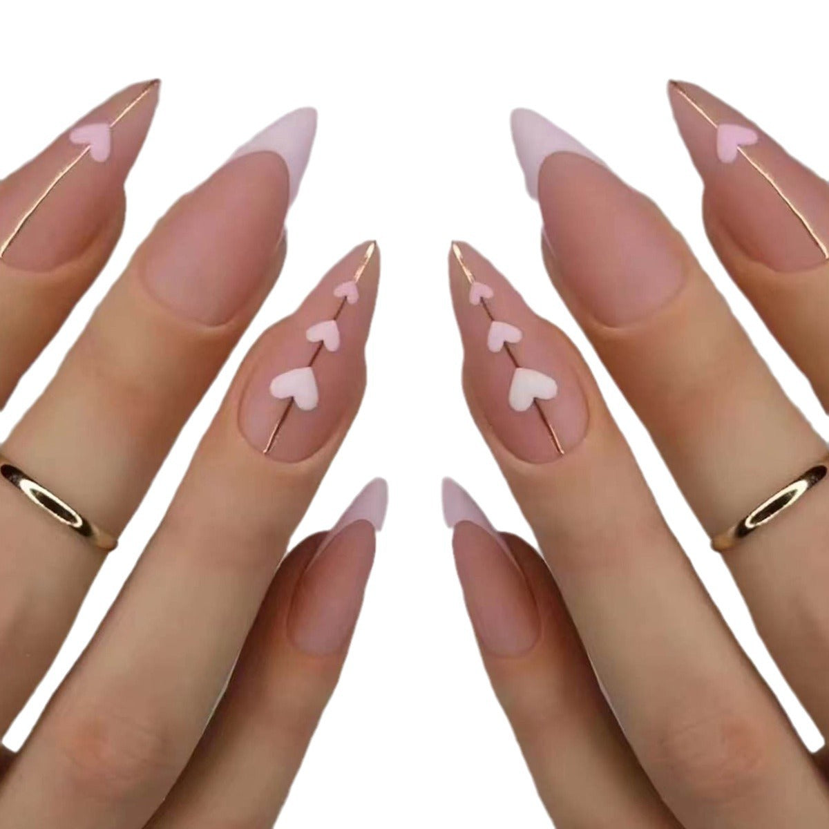 Herzgezeichnete Lange Stiletto Nagelkunst Verlängerungen