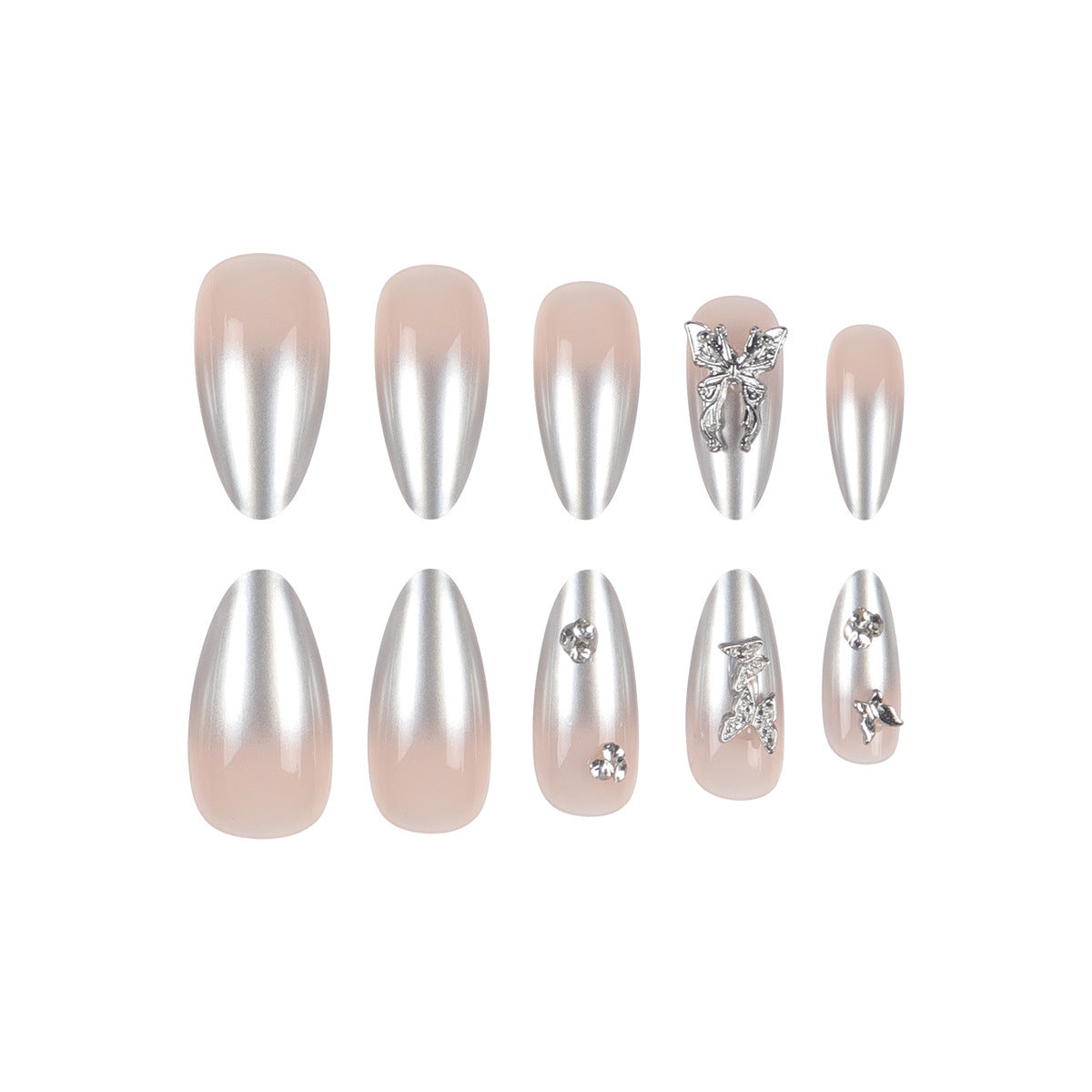 Glamouröse Metallische Stiletto Press-On Nägel Brehn