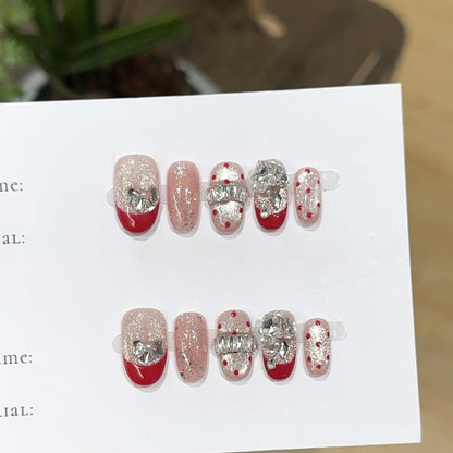 Stilvolles mit Strass verziertes Press-On-Nagel-Set