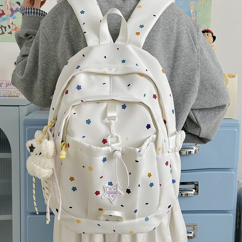 Rucksack mit Buntem Sternenmuster und Vielseitigen Fächern Brehn