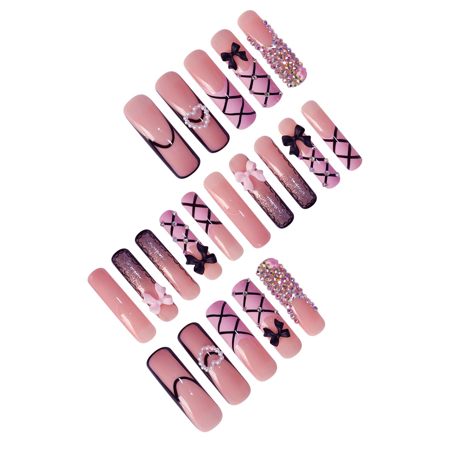 Luxus Nail Art Set mit Strass- und Schleifenakzenten Brehn
