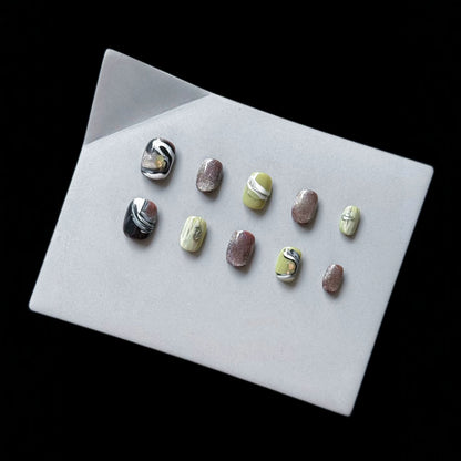Abstraktes Marmor Press-On Nagelset