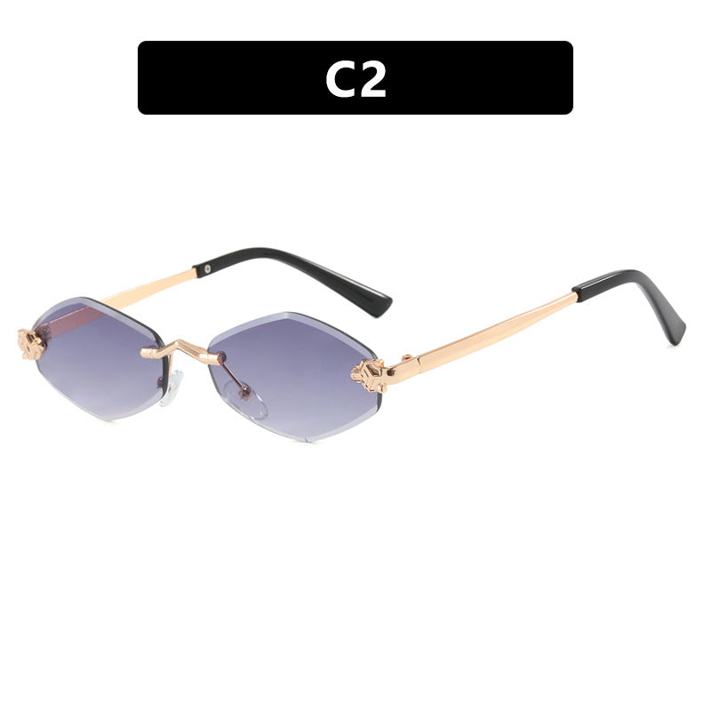 Damen geometrische Sonnenbrille mit doppeltem Metallrahmen und schützenden Gläsern Brehn