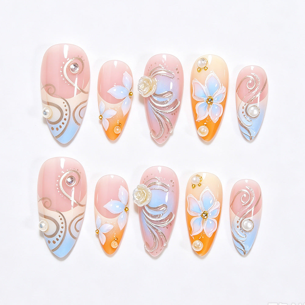 Florale verzierten Stiletto Nagelkunst Brehn