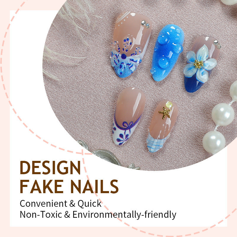 Kunstnagelset mit maritimen Motiven und floralem Design Brehn
