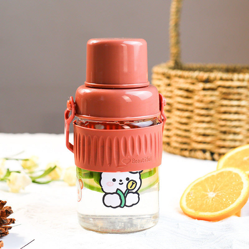 Damen trendige Glas-Trinkflasche mit praktischem Silikon-Schutz Brehn