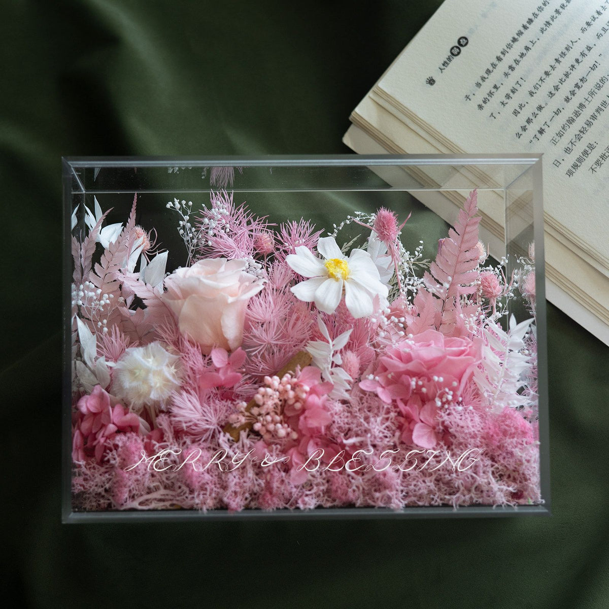 Konservierte Blumenanzeige Box
