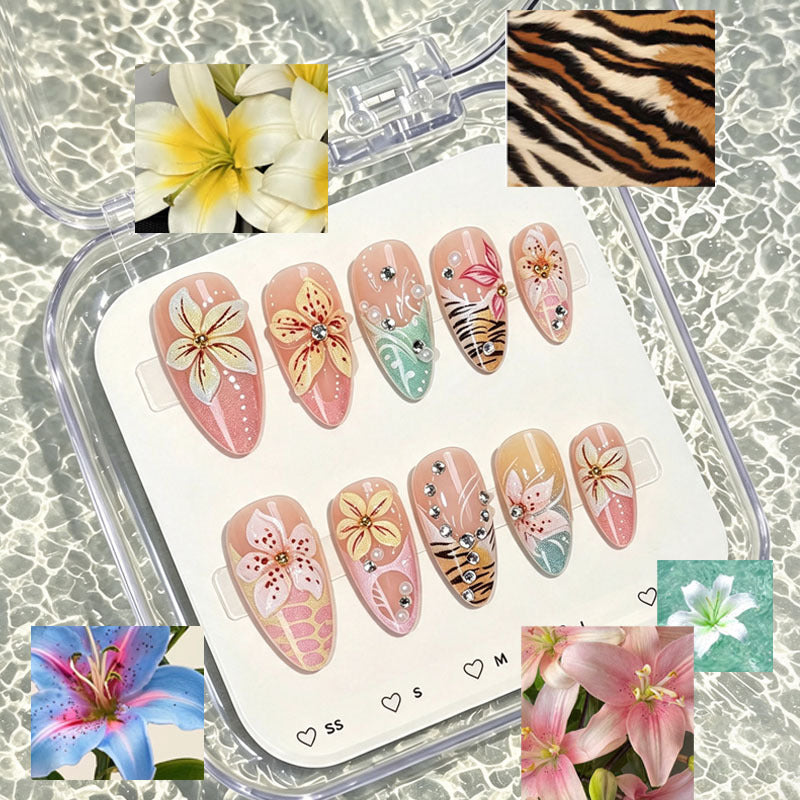 Tropisches Floral Press-On Nagelset Brehn