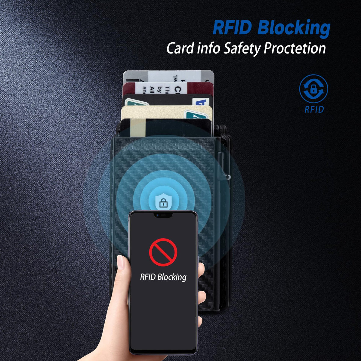 Carbonfaser RFID-blockierendes Kartenetui Brehn