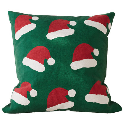 Christmas-Themed Decorative Square Throw Pillow Cover with Hidden Zipper and Soft Linen-Blend Fabric