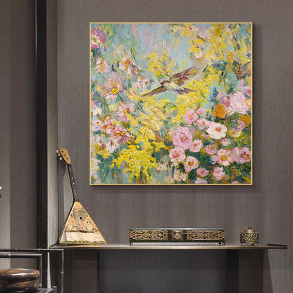 Blumenmuster-inspiriertes Leinwandkunstwerk
