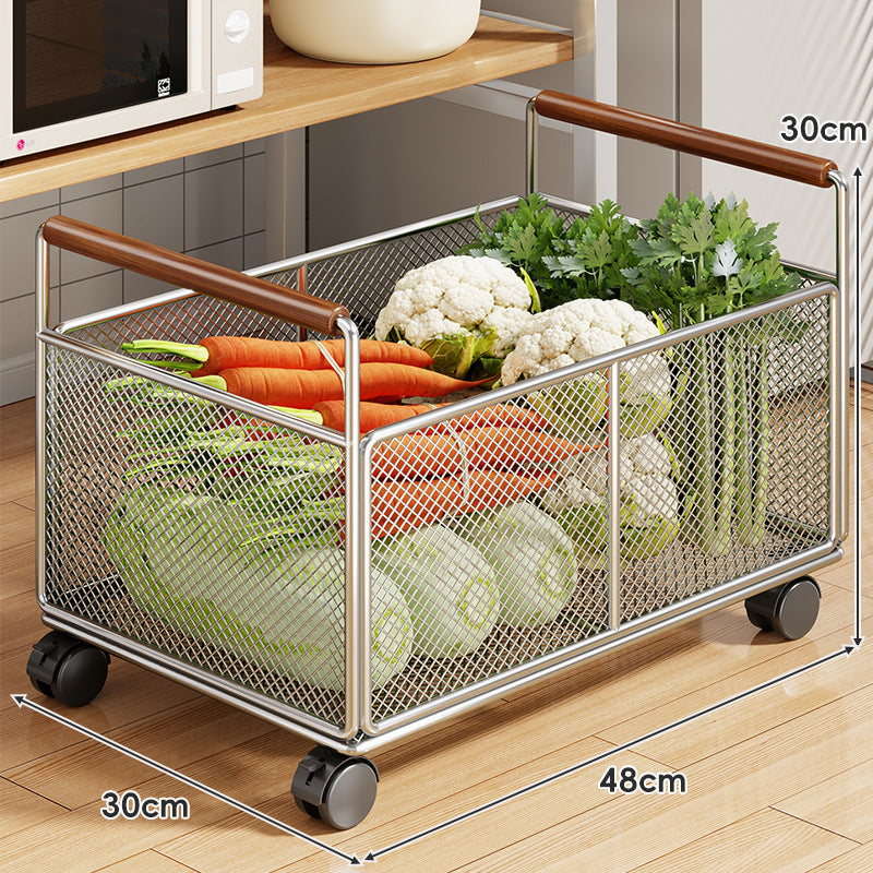Rollwagen aus Mesh mit Holzgriffen