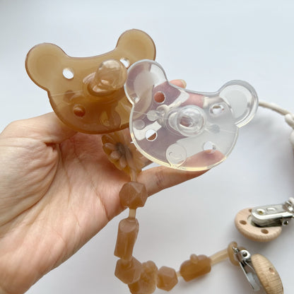 Kieferorthopädischer transparenter Silikon-Bär-förmiger Baby-Schnuller