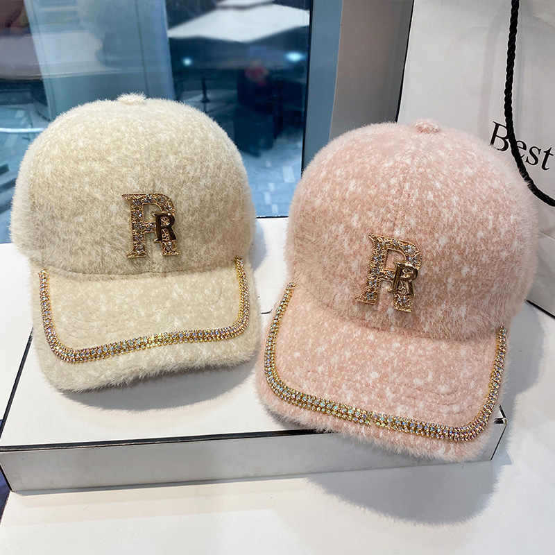 Damen Luxuriöse Fleece Verziertes Baseball Cap Brehn