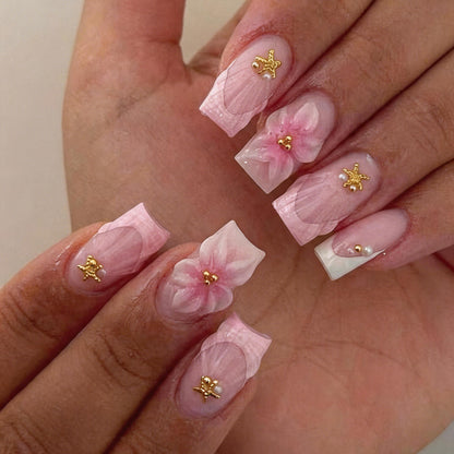 Künstlerisches Press-On-Nagel-Set mit Gel und Nagelfeile