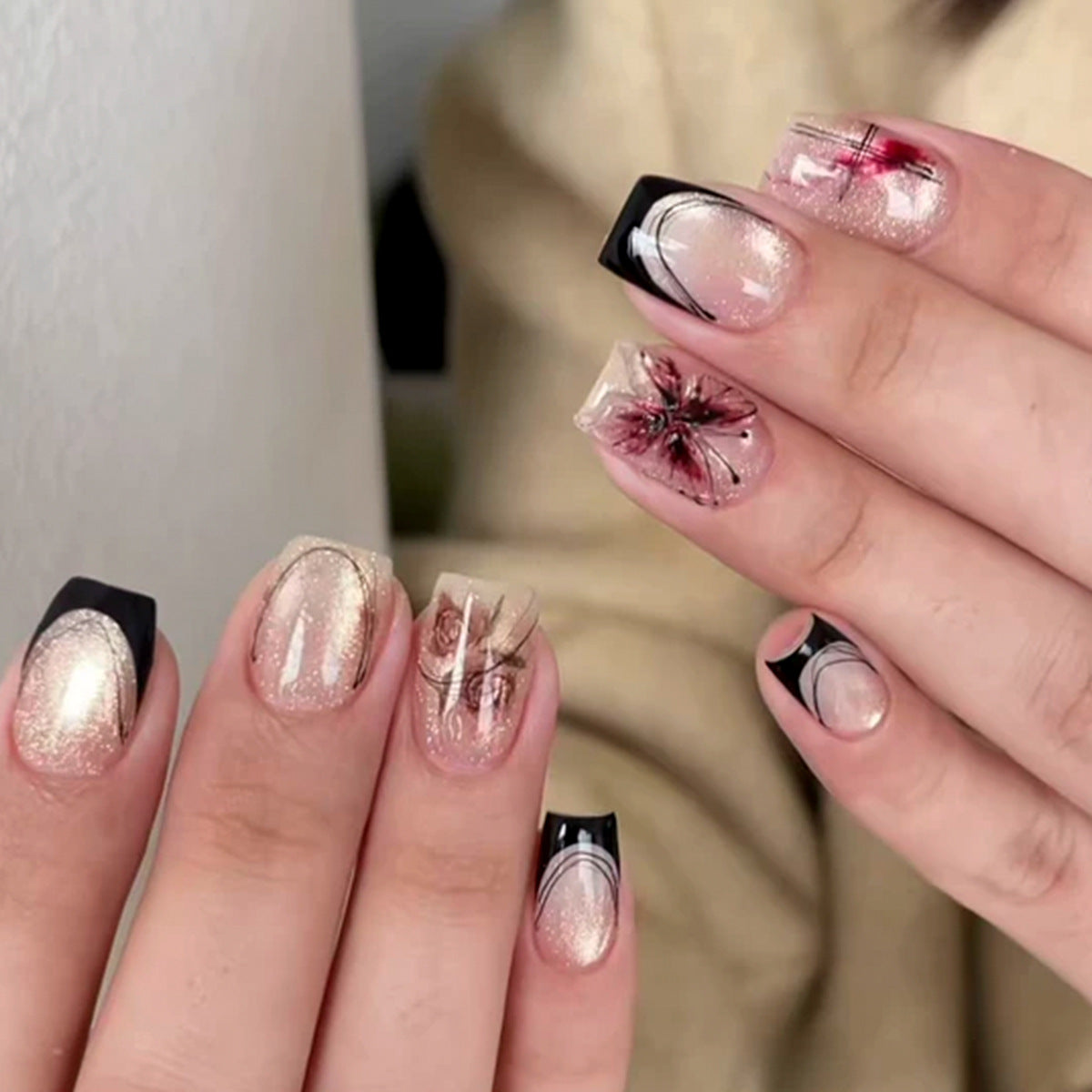 Floral Künstlerische Acryl Nagelkunst Erweiterungen Brehn